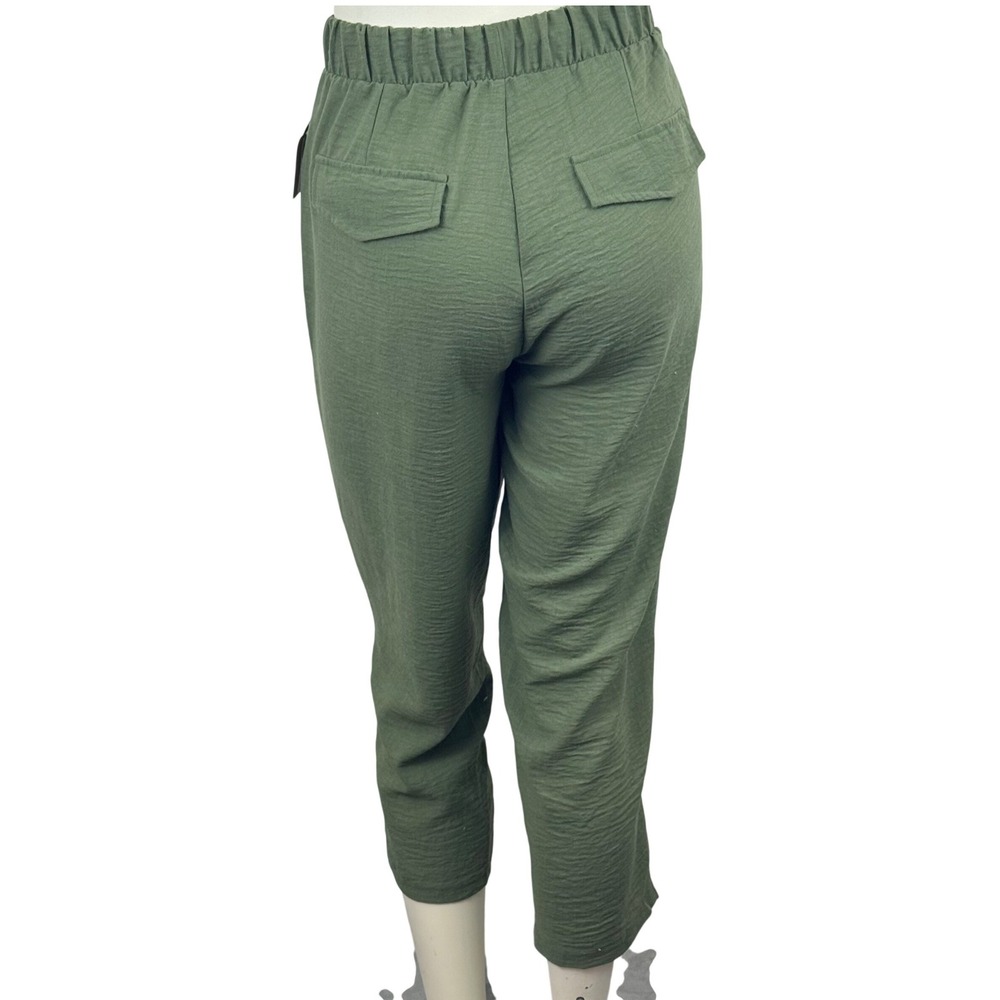 Zenana Olive Green High Waist Jogger Pants Coastal Grandma Lagenlook Earthy - Picture 2 of 5